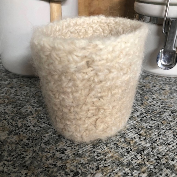 Crochet Coffee Cup Cozy Eco Friendly and Handmade with Natural Wool - Picture 4 of 12